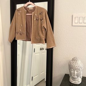 Vintage Cashmere Embellished Crop CardiganSweater